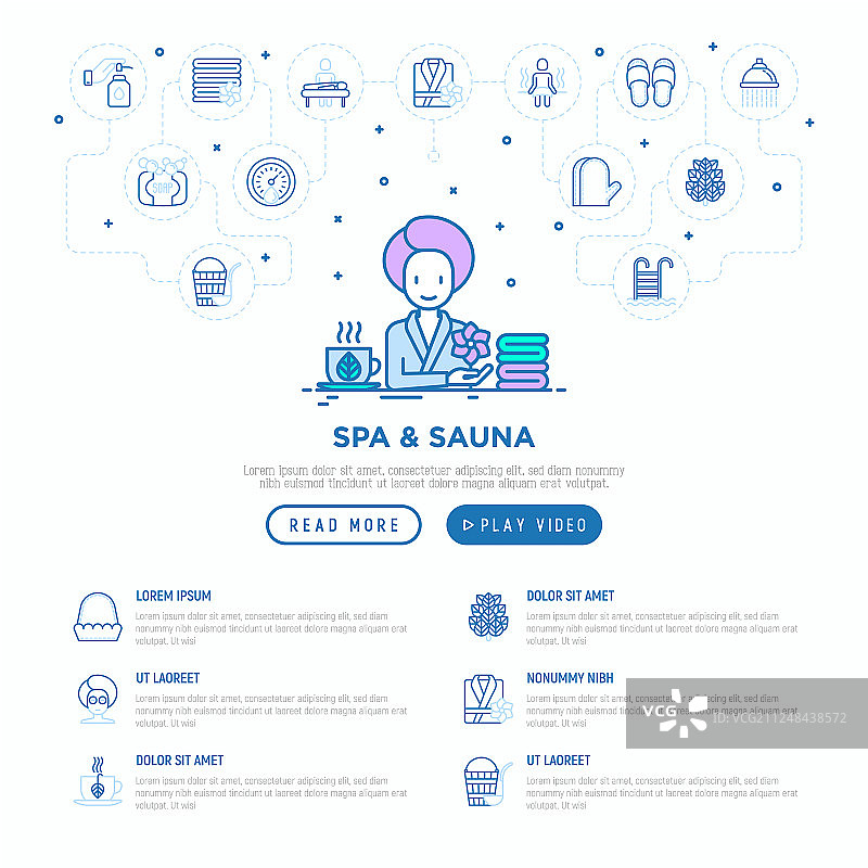 SPA桑拿概念女性细线条图标图片素材