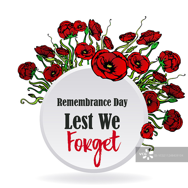 阵亡将士纪念日卡片与红色罂粟花图片素材