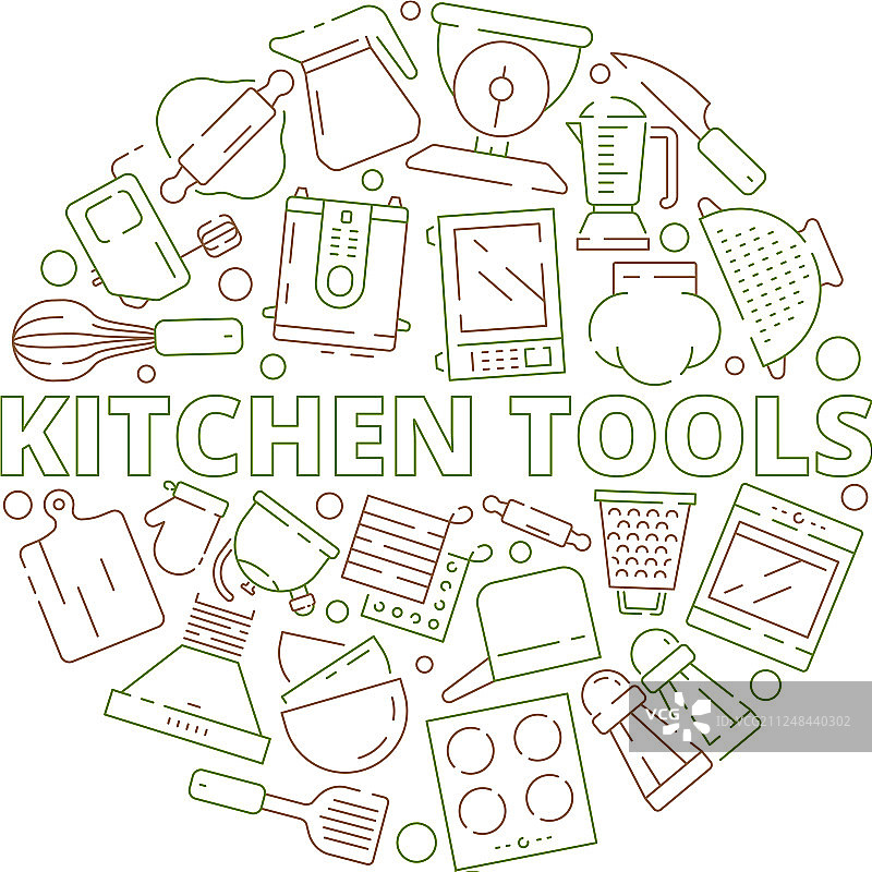 厨房用具图标，食物烹饪准备图片素材