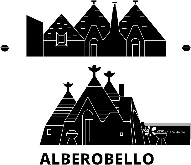 意大利阿尔贝罗贝洛扁平旅行天际线图片素材