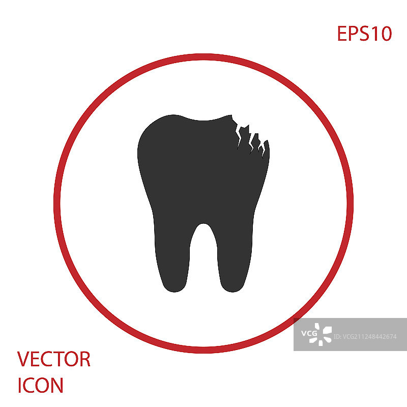 白色背景上的灰色龋齿图标图片素材