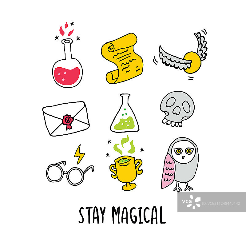 魔法套装-药水信件眼镜头骨图片素材