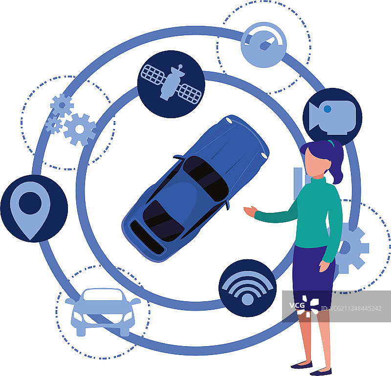 自动驾驶智能汽车图标图片素材