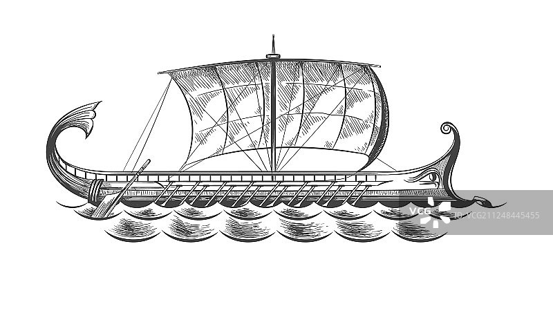 古希腊单层军舰图片素材