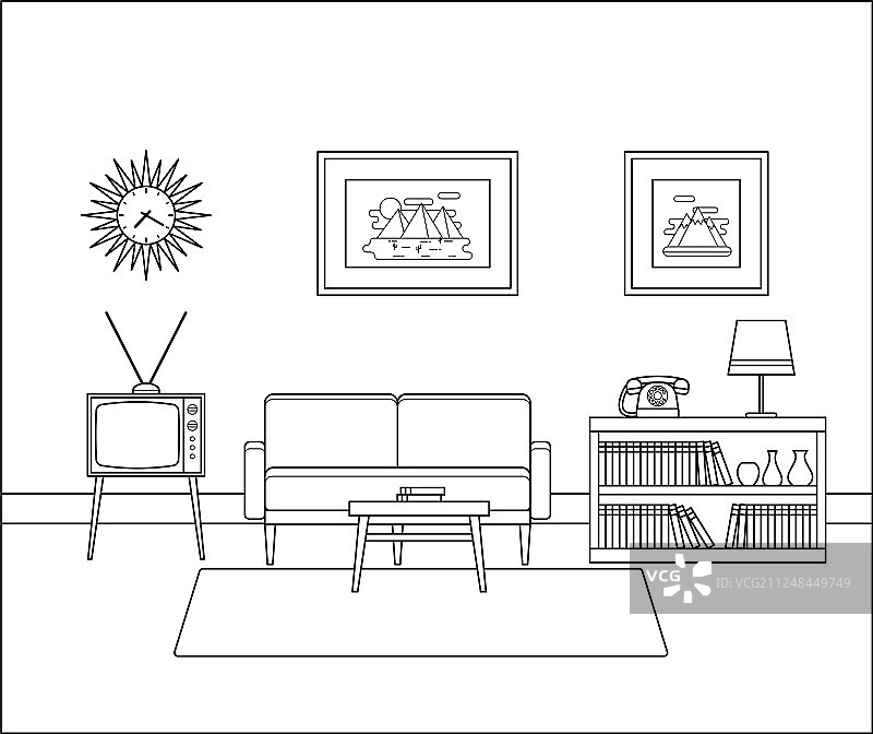 复古线性室内设计图片素材