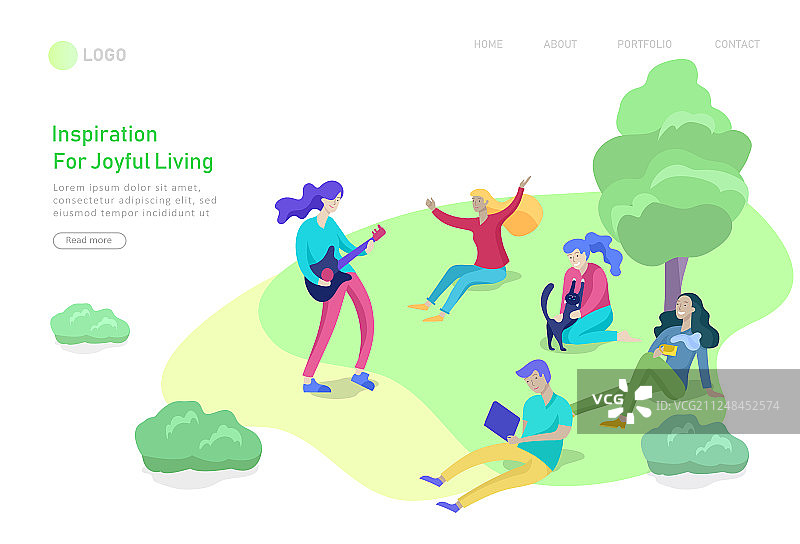 人们休闲时光着陆页模板图片素材