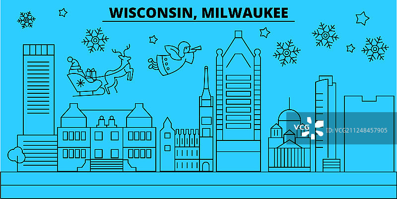 美国密尔沃基城市冬季假日图片素材