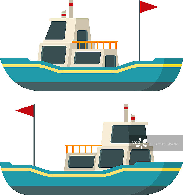 扁平风格的海上船只图片素材