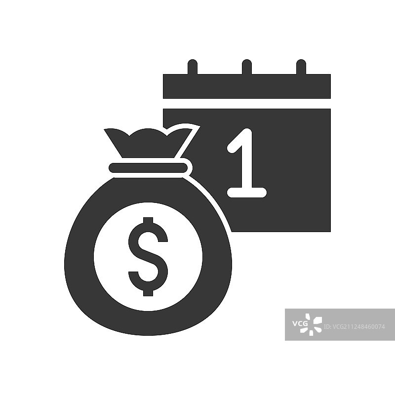 钱袋和日历付款日期概念图标图片素材
