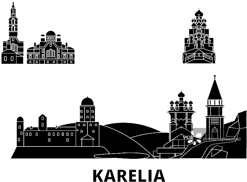 俄罗斯卡累利阿扁平旅行天际线图片素材