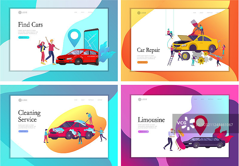 城市交通移动端着陆页模板图片素材