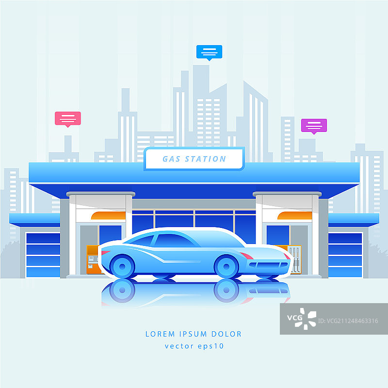 带汽车的加油站图片素材