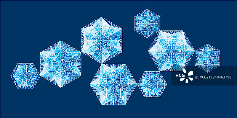 一套几何雪花图案图片素材
