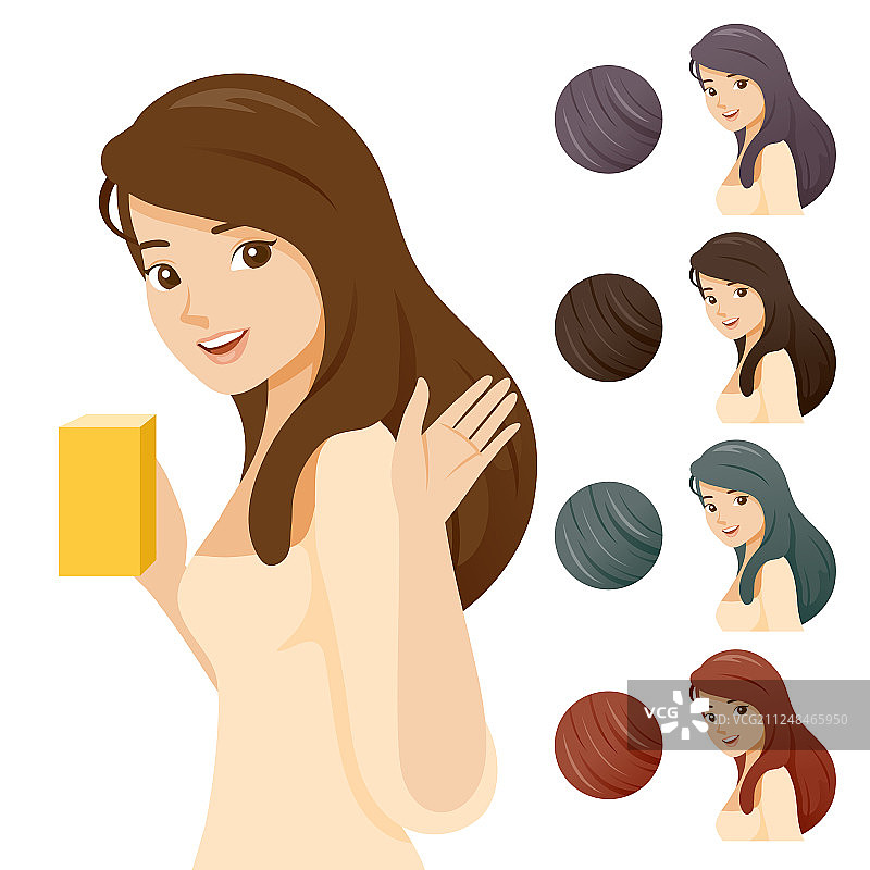 手持染发剂包装的女人图片素材