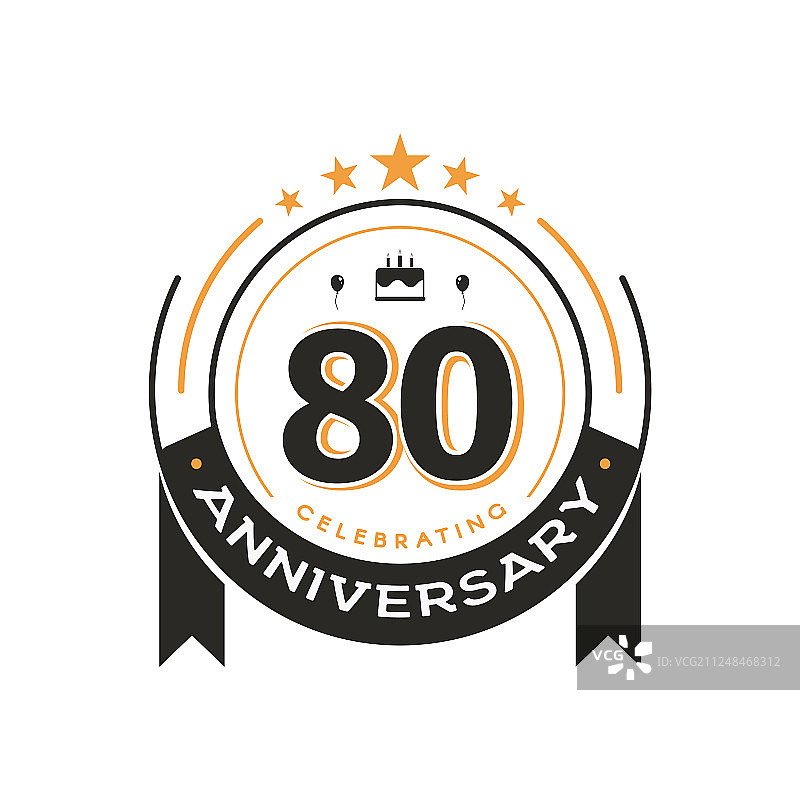 80岁生日复古标志周年纪念模板图片素材