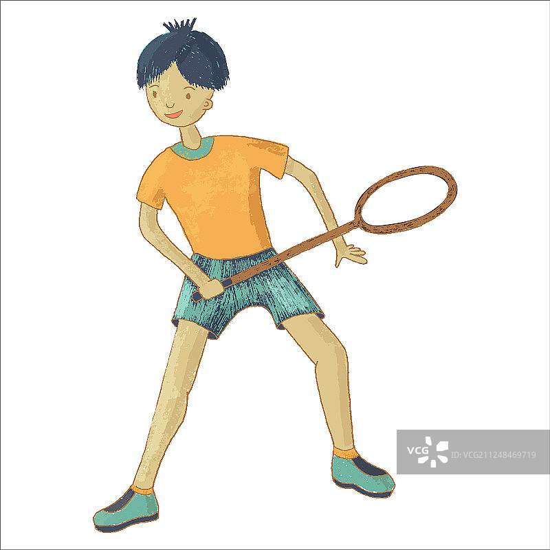 男孩打羽毛球图片素材