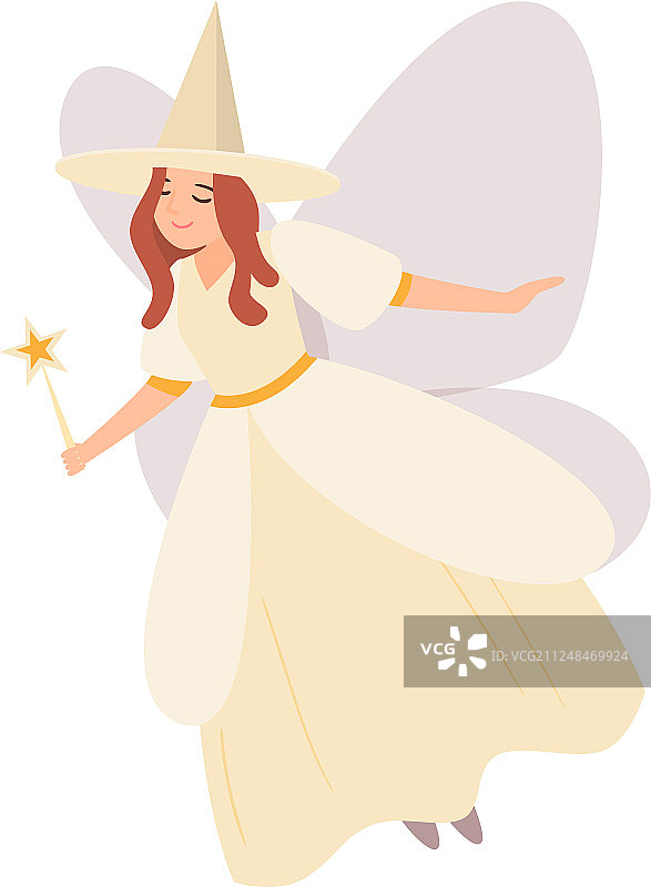 可爱飞舞的仙女与魔法棒图片素材
