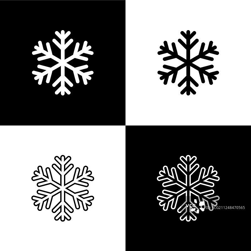 黑白雪花图标合集图片素材