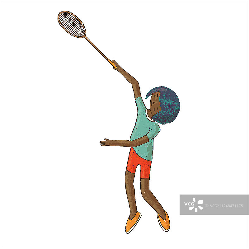 打羽毛球的黑人女孩图片素材