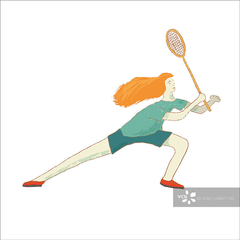 打羽毛球的女孩图片素材