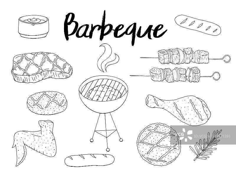 烧烤物品集合图片素材