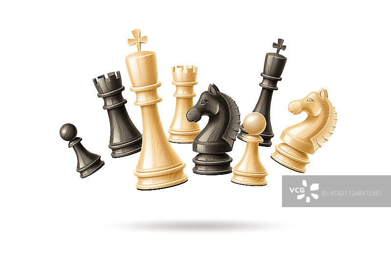 逼真3D黑白棋子套装图片素材