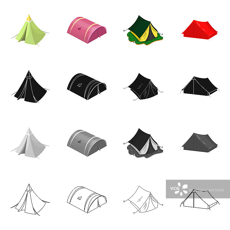 帐篷和露营标志组合图片素材