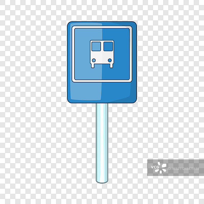 蓝色公交站牌图标卡通风格图片素材