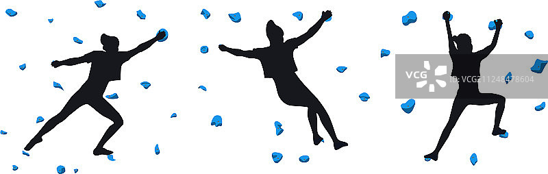 女人攀爬攀岩墙图片素材