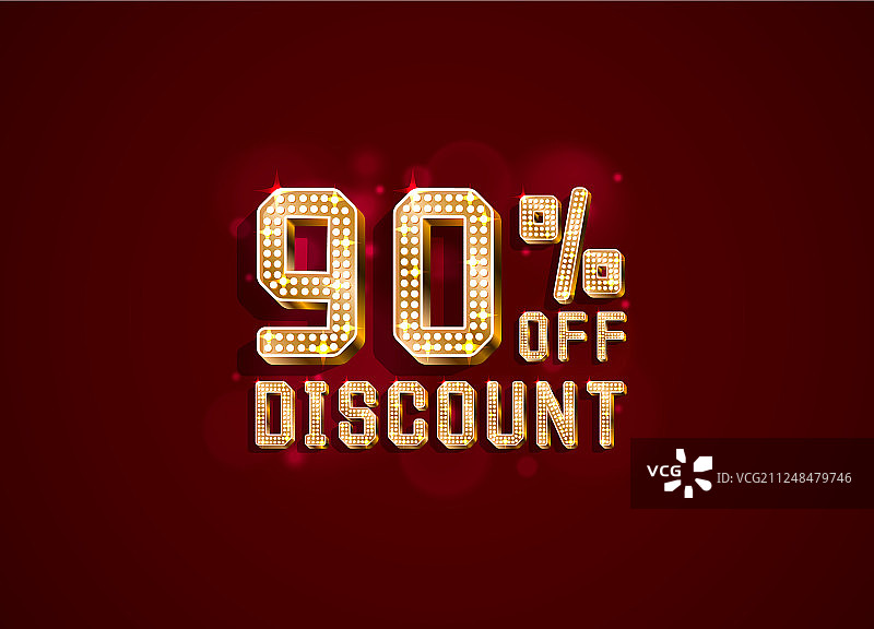 霓虹灯90折扣销售文字夜间横幅图片素材