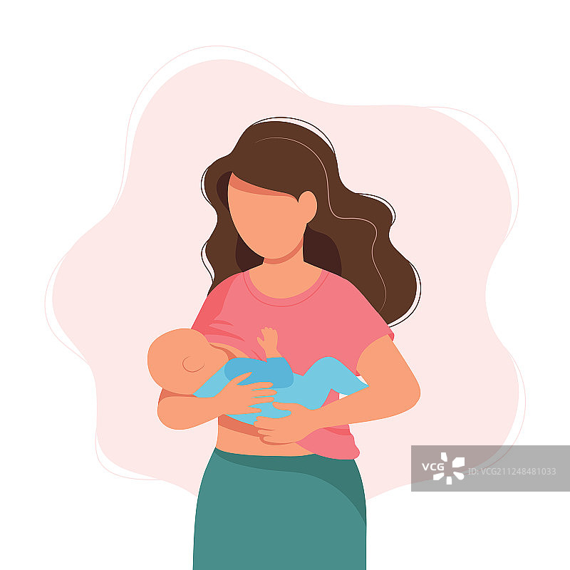 母乳喂养母亲哺育婴儿图片素材
