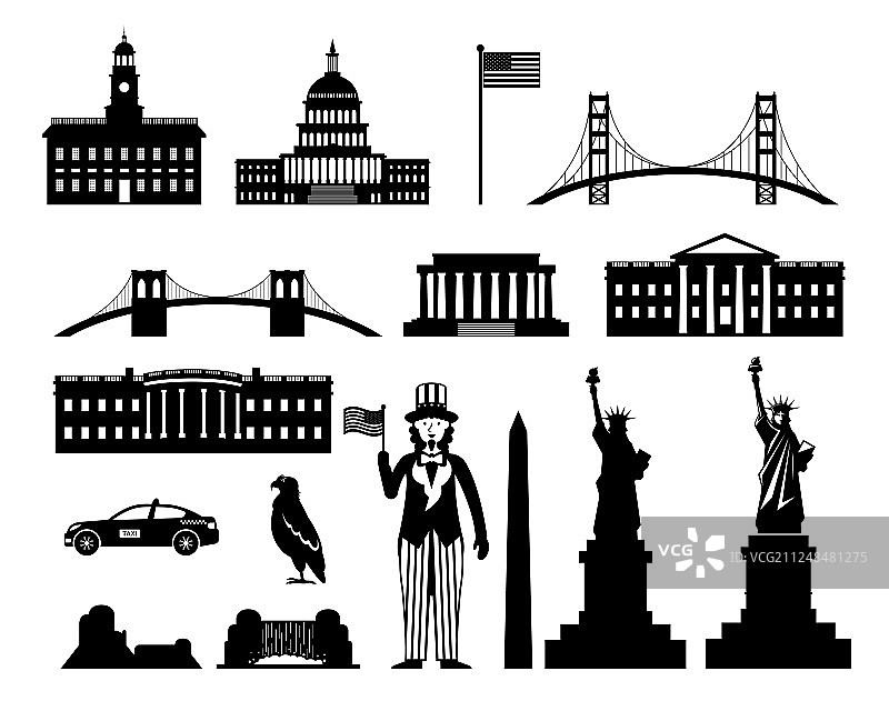 美国剪影图案图片素材