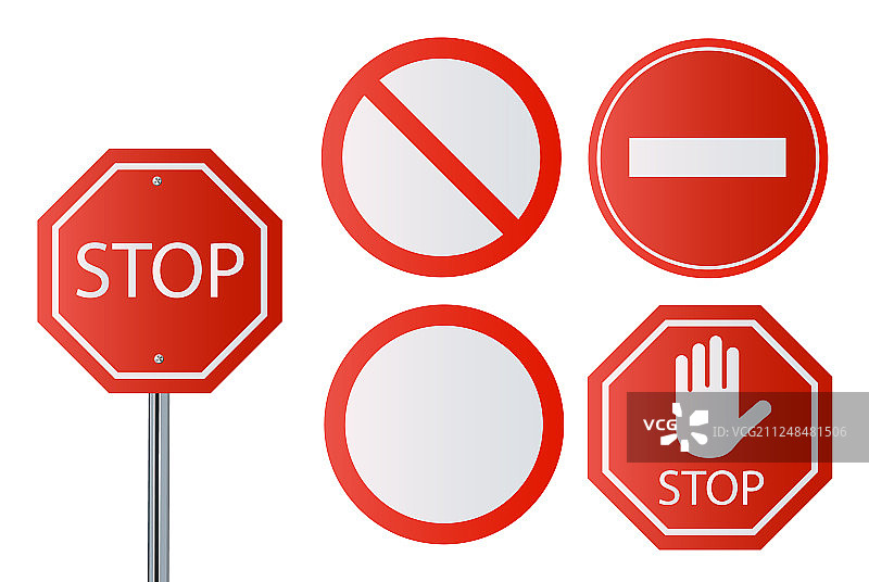 红白色交通停止标志合集图片素材