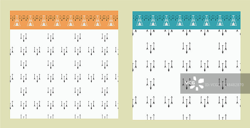 箭头和画笔与圆锥帐篷无缝图案图片素材