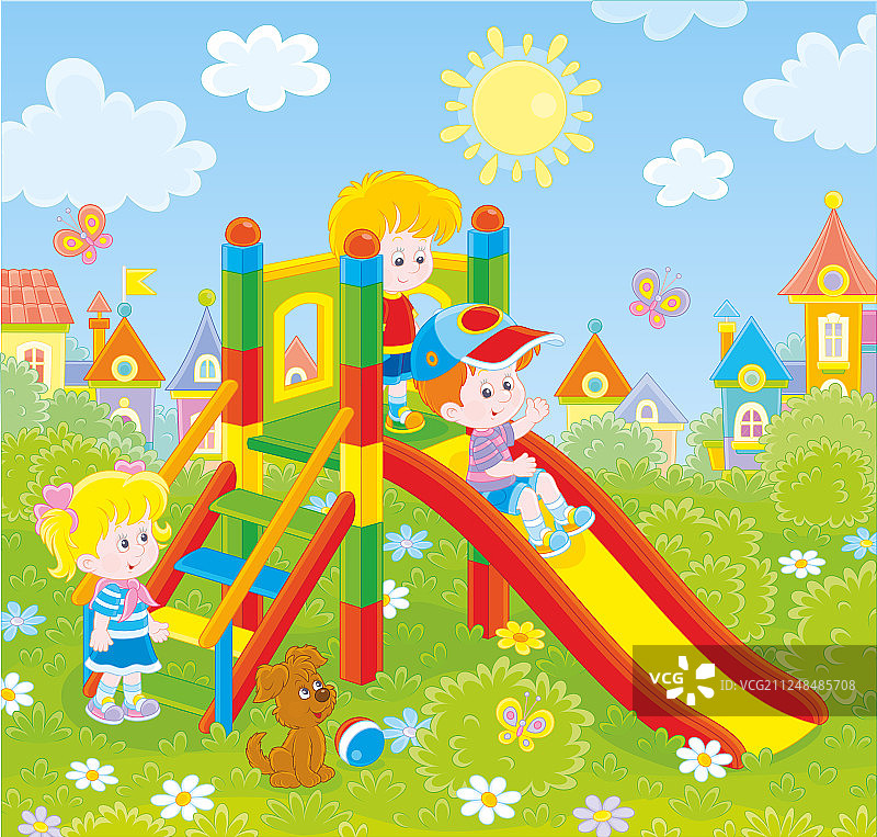 公园里的儿童滑梯图片素材