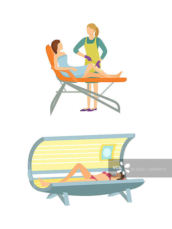 水疗沙龙美黑和脱毛图标图片素材