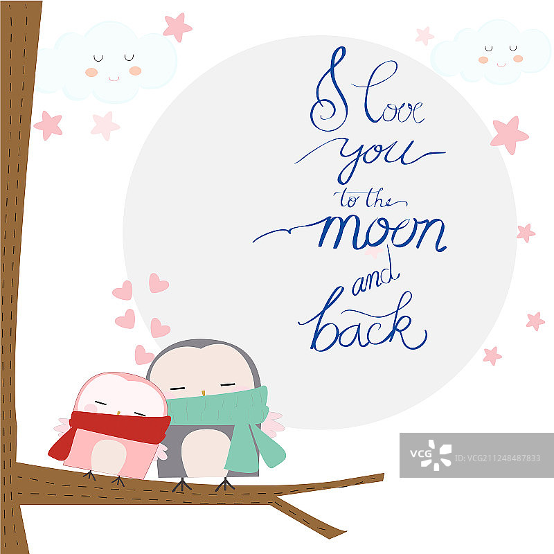 卡通猫头鹰宝宝：爱你的心，永不变图片素材