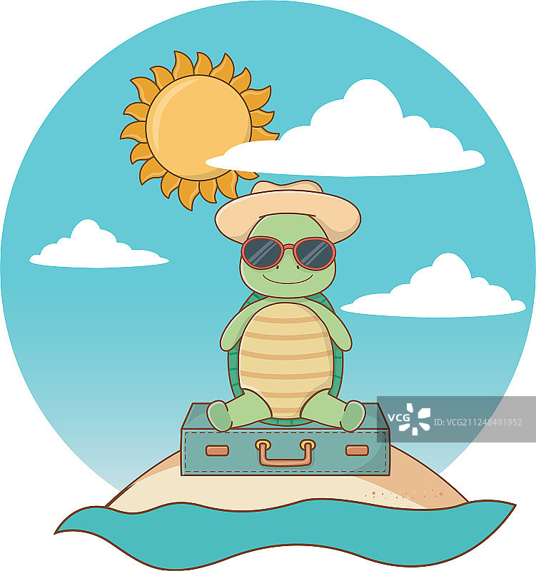 享受夏季假期的可爱动物图片素材