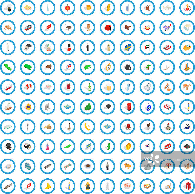 100个世界图标集合（2.5D风格）图片素材