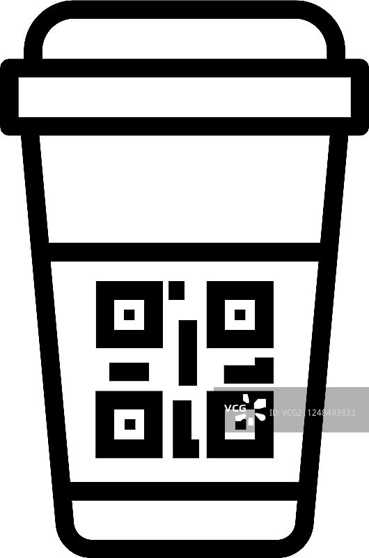 塑料杯上的二维码图标轮廓样式图片素材