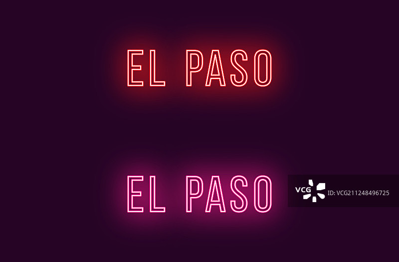 美国埃尔帕索市霓虹灯文字图片素材