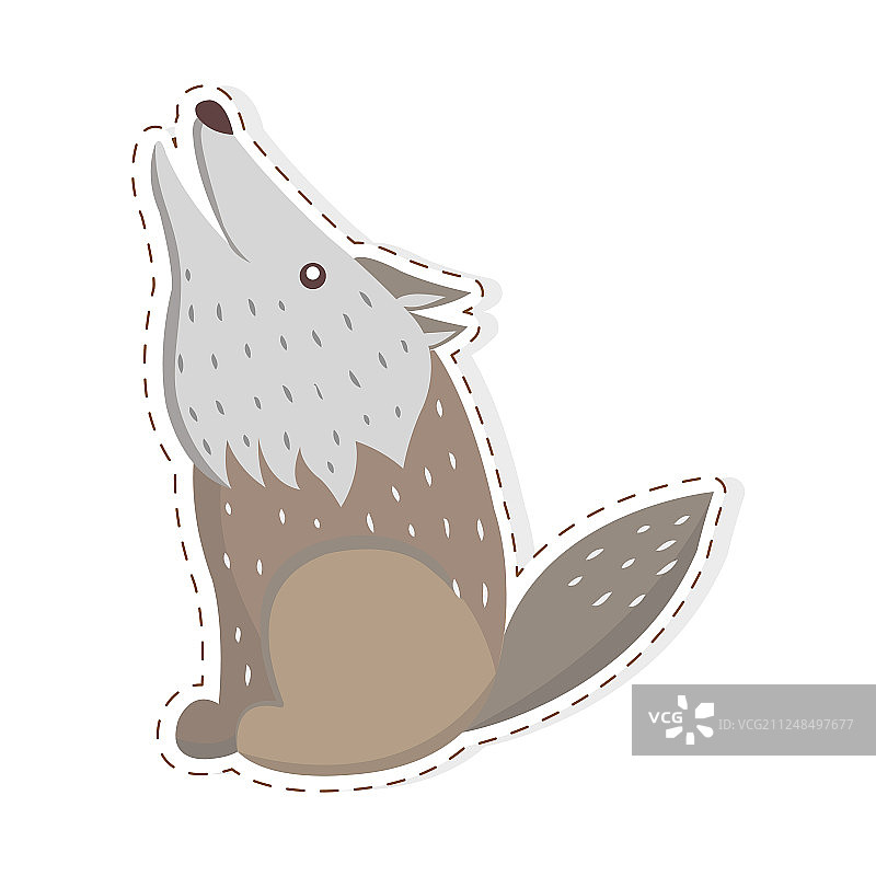 卡通可爱狼扁平贴纸或图标图片素材