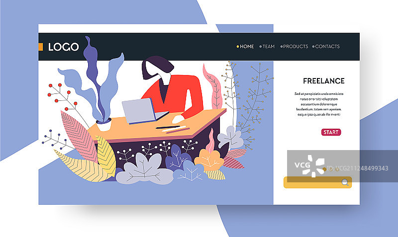 自由职业远程工作网页模板女性图片素材