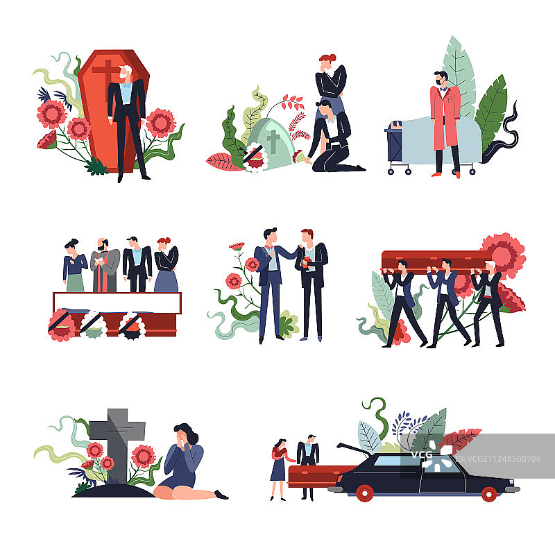 葬礼上人们为死者悲伤图片素材