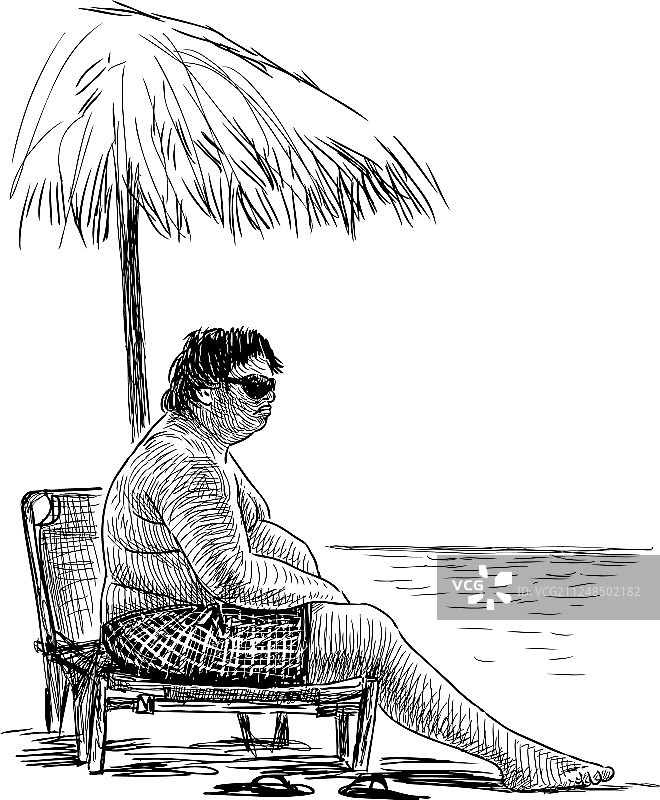 在沙滩上晒日光浴的人图片素材