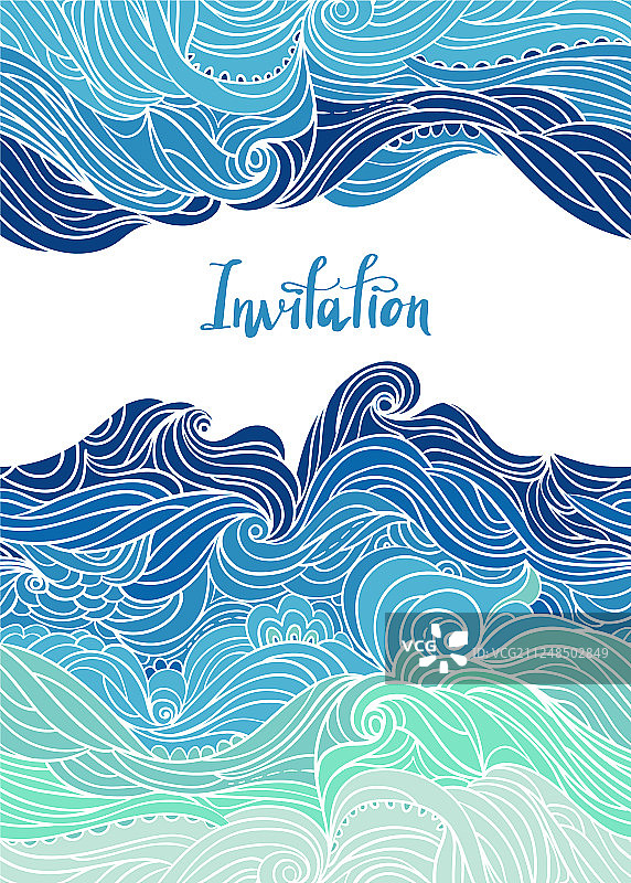 海浪宣传单模板白色背景-06图片素材