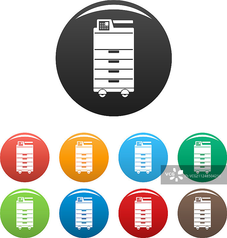 大型办公打印机彩色图标集图片素材