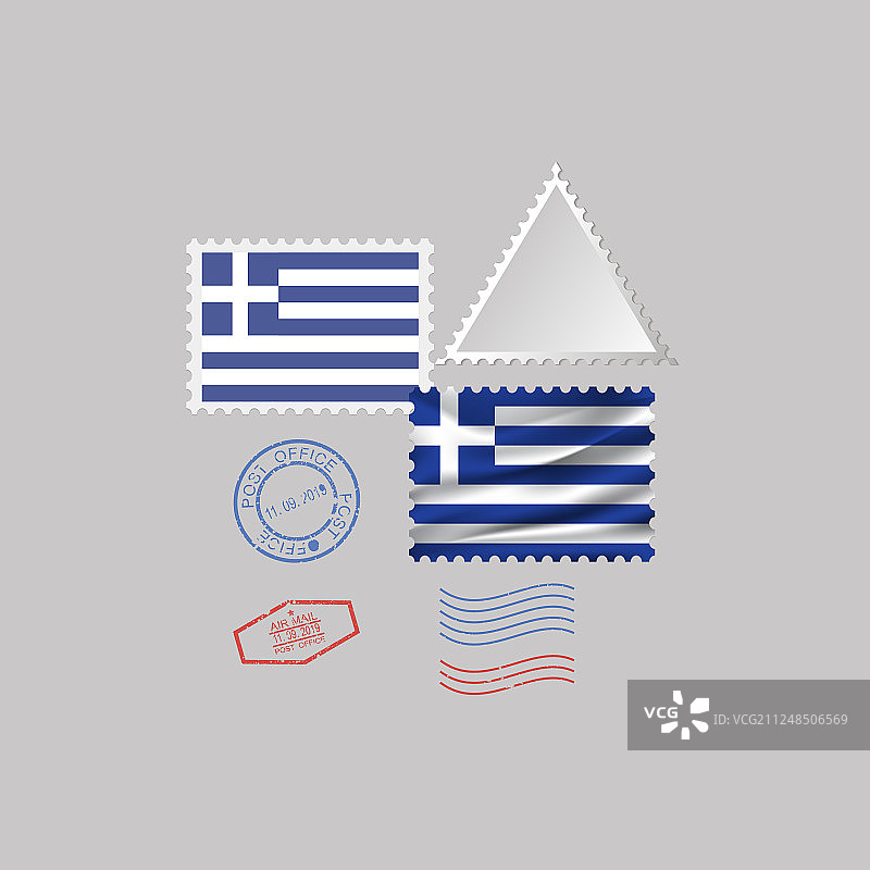 希腊国旗邮票套装图片素材