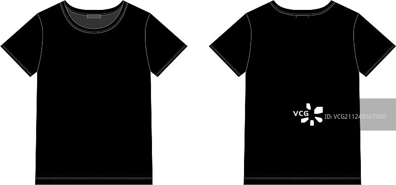 男女通用黑色T恤设计模板正面图片素材