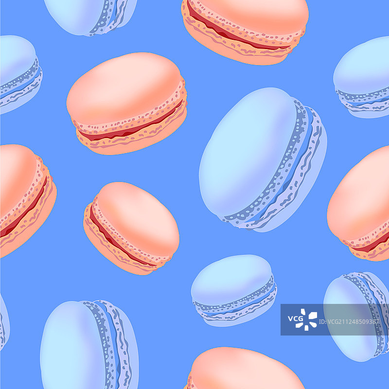 彩色马卡龙饼干无缝图案图片素材
